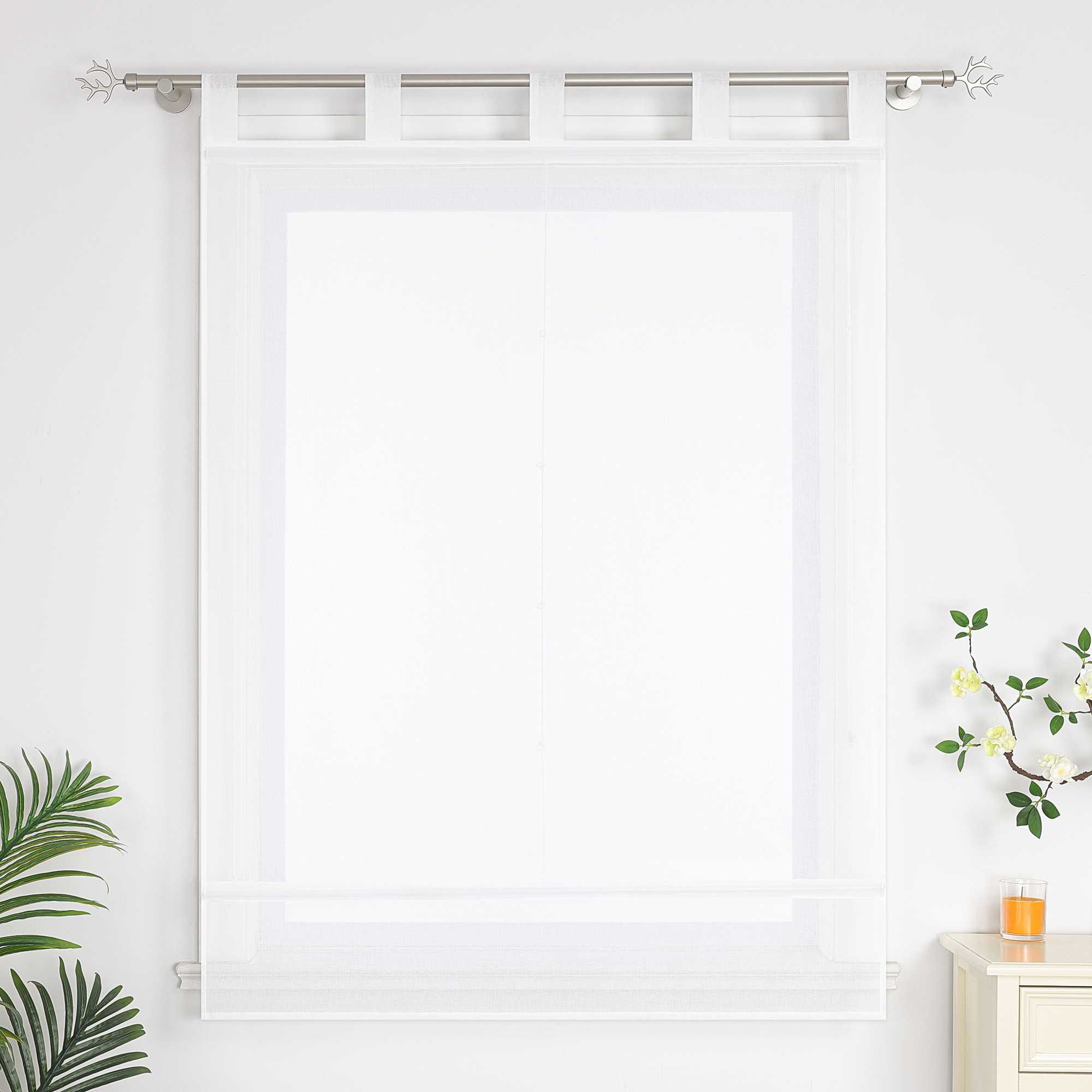 White Roman Shade in Linen-Look - White, W x H 100 x 140cm
