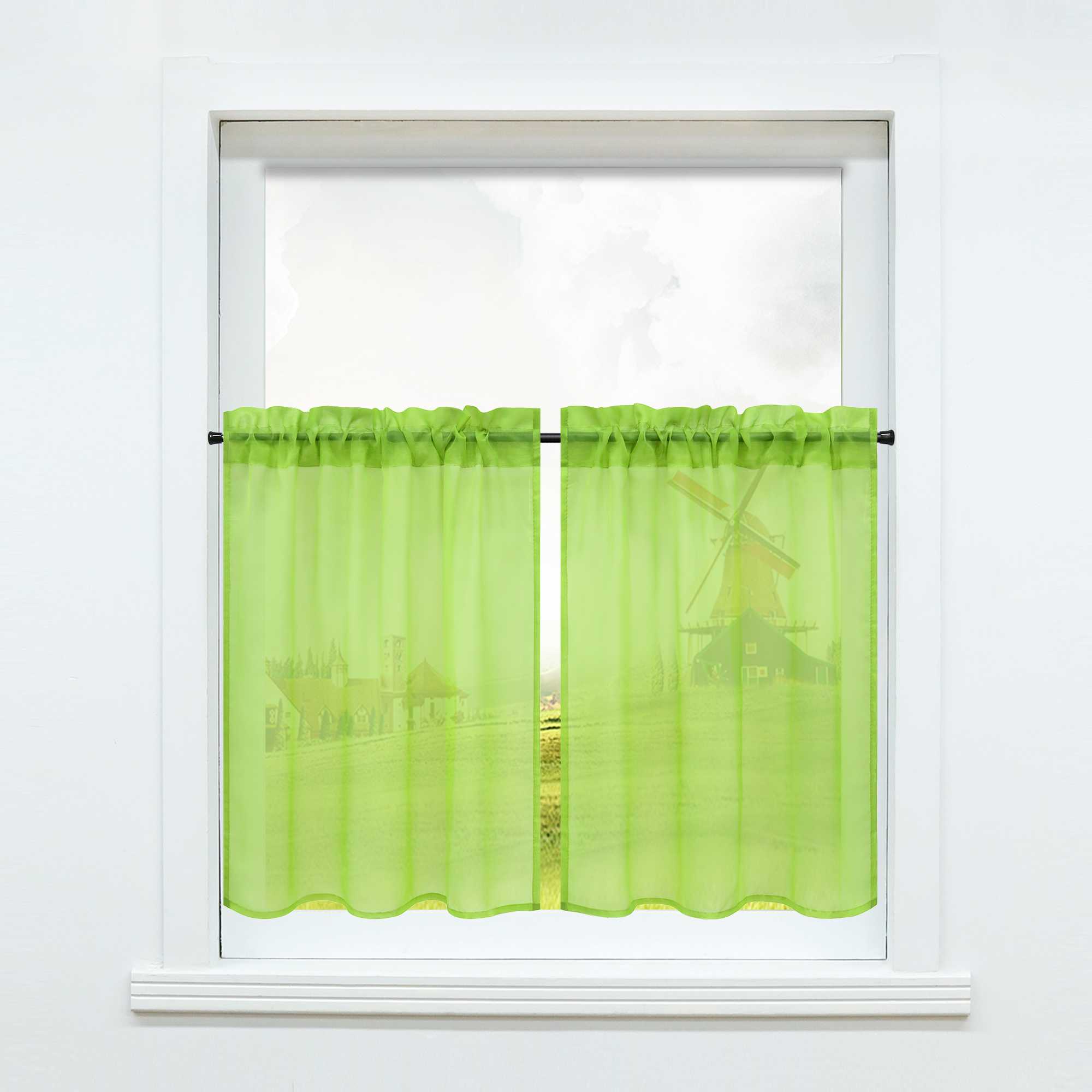 Cafe Curtain with Rod Pocket Gatherable 2 Pieces