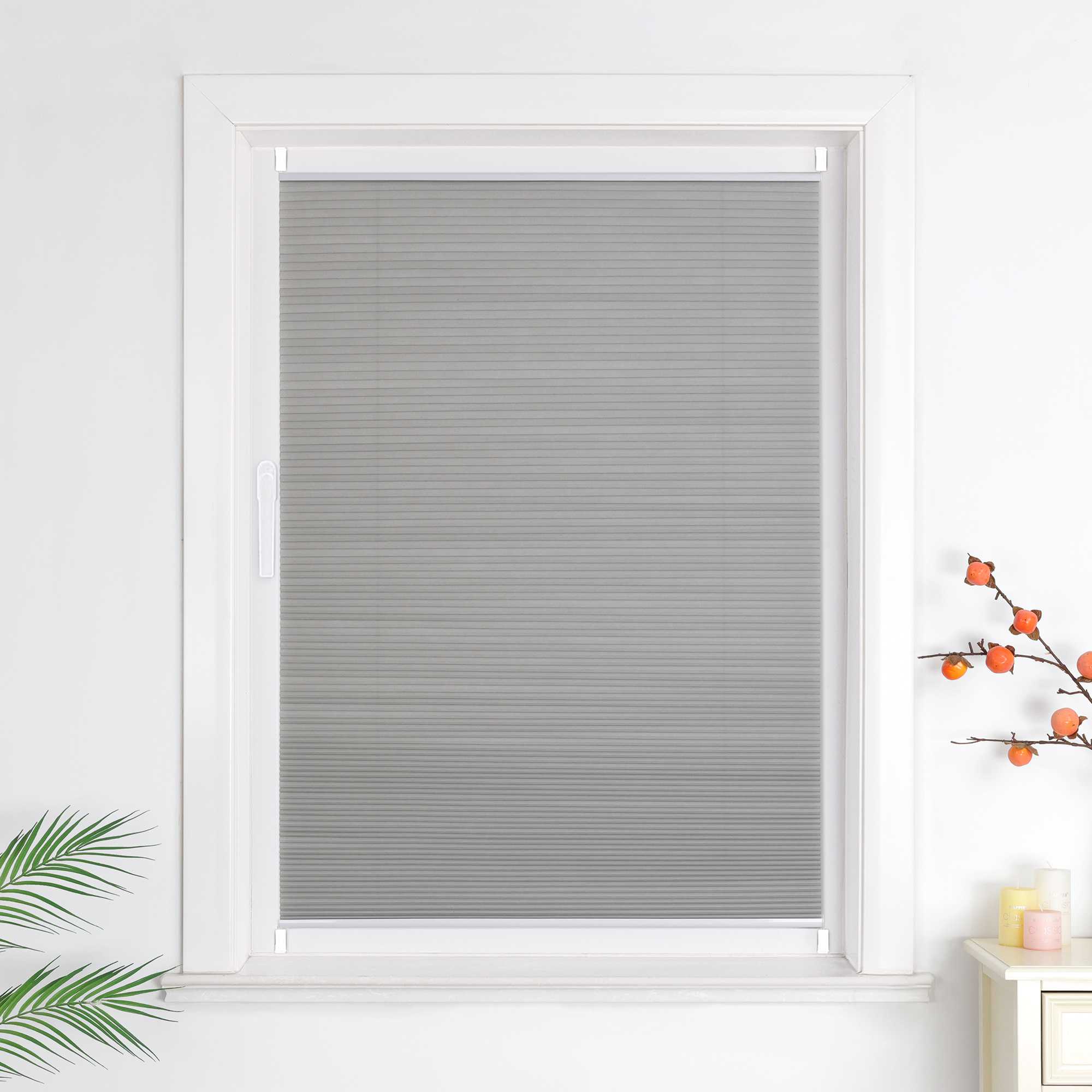 Pleated Blinds Gray with Honeycomb Texture - Gray, W x H 45 x 130cm