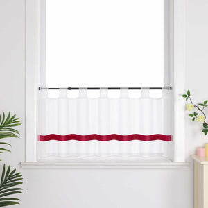 Cafe Curtain with Satin Ribbon Sheer 1 Piece