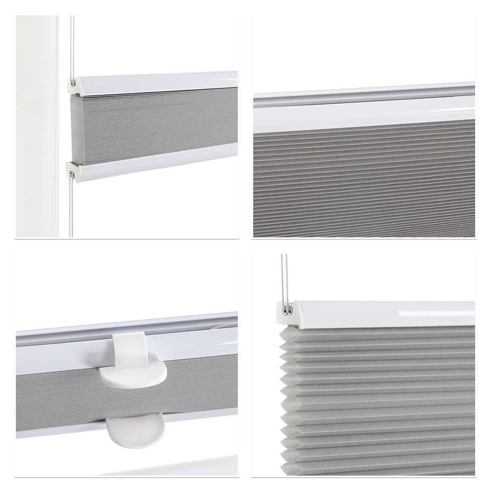 Pleated Blinds Gray with Honeycomb Texture - Gray, W x H 55 x 110cm