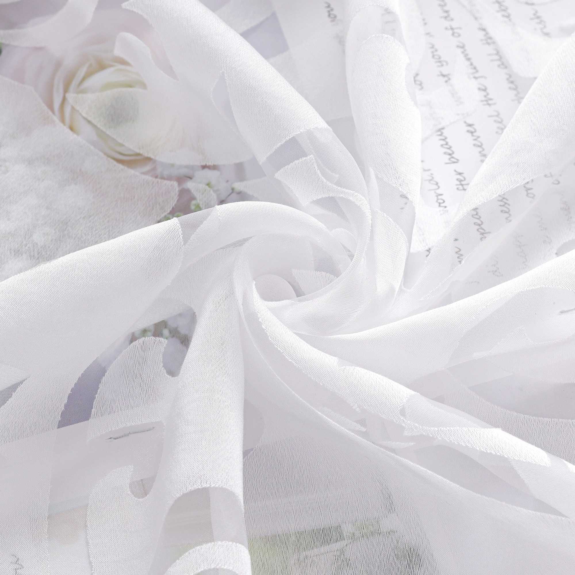 Curtains with Vine Pattern - White, Grommet Panel
