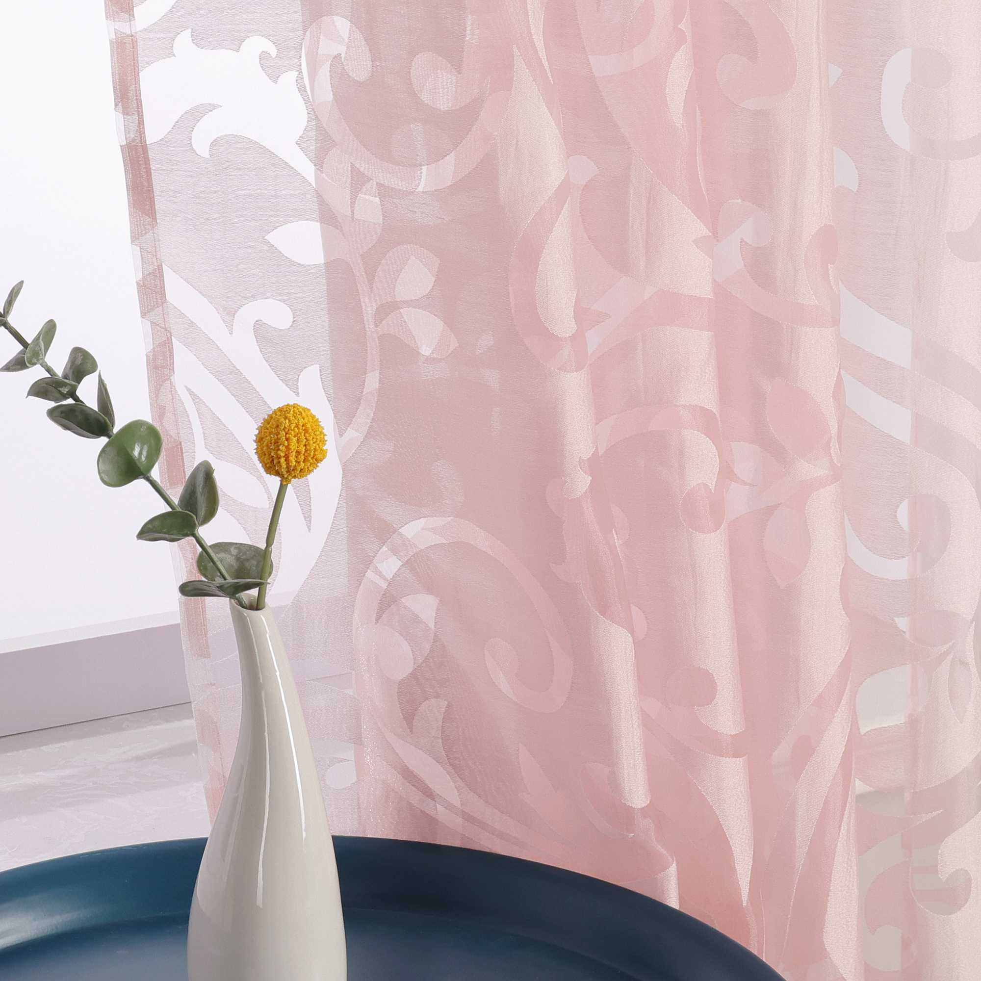 Curtains with Vine Pattern - Pink, Grommet Panel
