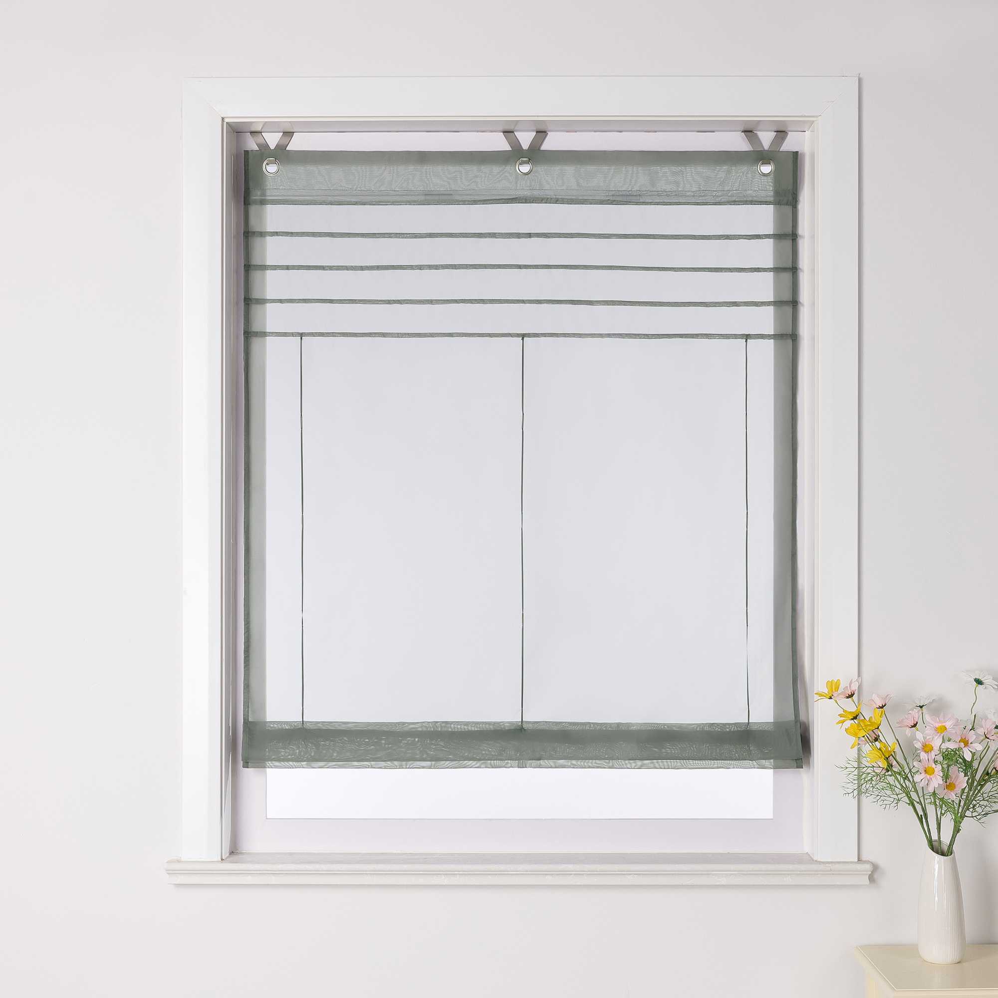 Roman Shade with V-Shaped Tabs Light-Filtering Solid Color Height-Adjustable 1 Piece - Orange, W x H 45 x 140cm