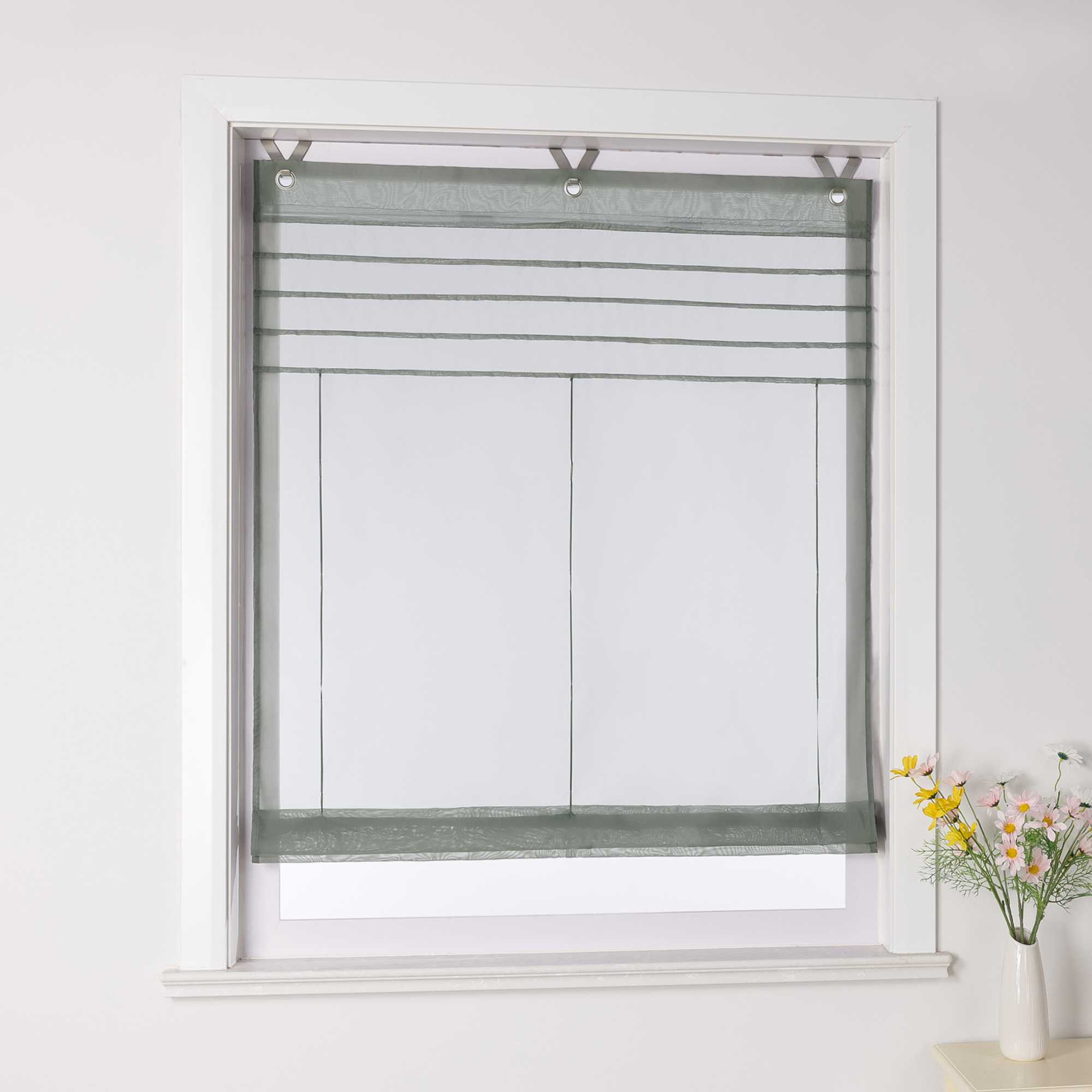Roman Shade with V-Shaped Tabs Light-Filtering Solid Color Height-Adjustable 1 Piece - Orange, W x H 60 x 140cm