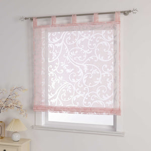Roman Shade with Floral Pattern Cafe with Tab-Top Hanging 1 Piece - Sand, W x H 80 x 150cm