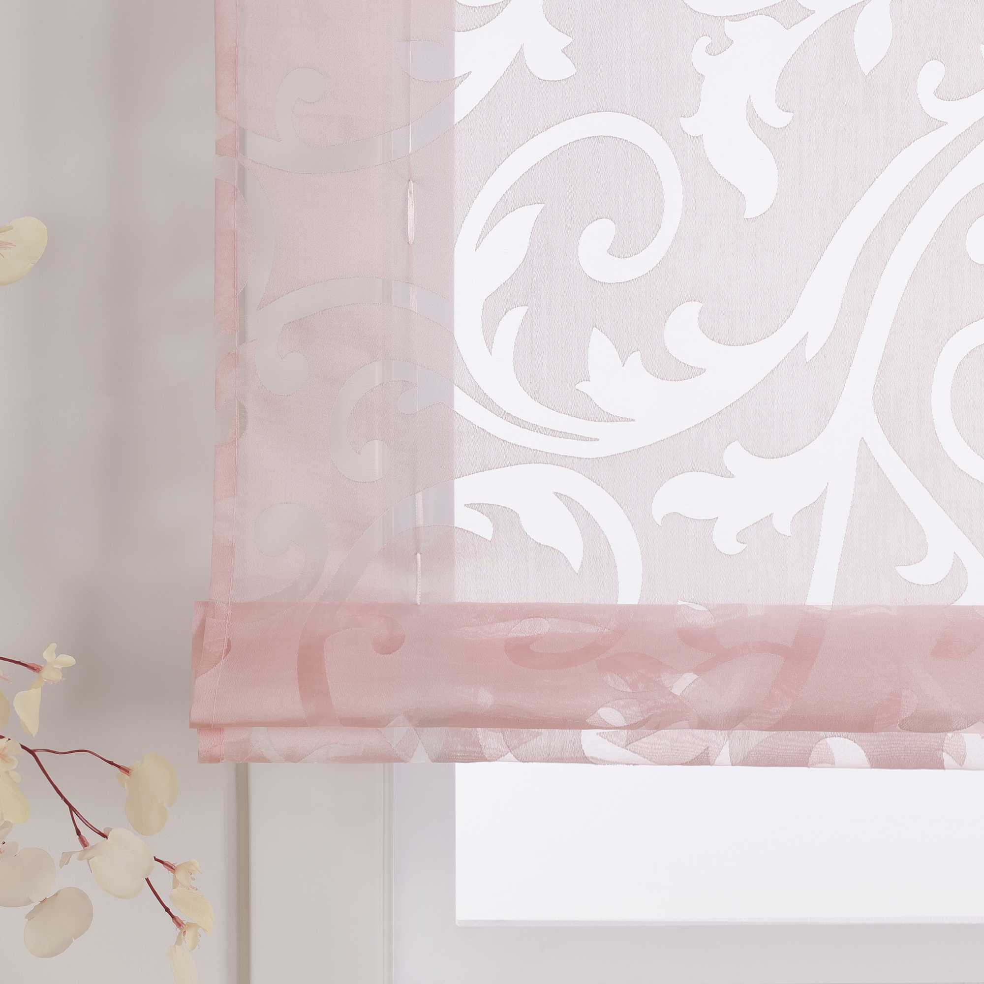 Roman Shade with Floral Pattern Cafe with Tab-Top Hanging 1 Piece - Sand, W x H 140 x 150cm