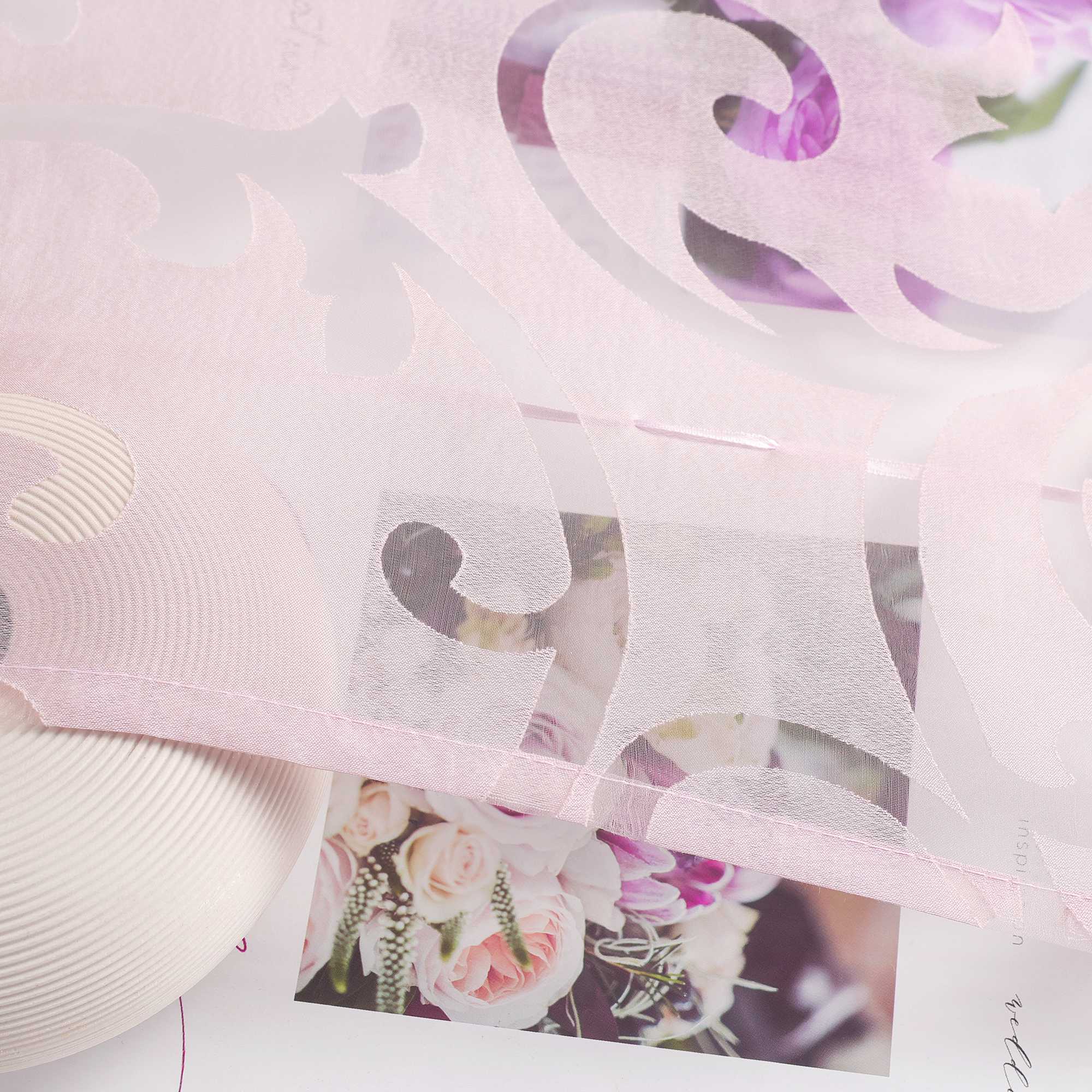 Roman Shade with V-Shaped Tabs Sheer Burnout Technique Floral Pattern 1 Piece - Gray, W x H 60 x 130cm