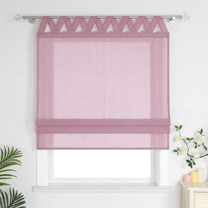 Delien White Roman Shade with Tab-Top Hanging