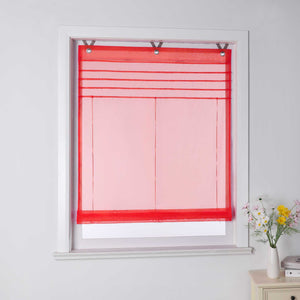 Roman Shade with V-Shaped Tabs Light-Filtering Solid Color Height-Adjustable 1 Piece - Blue, W x H 45 x 140cm