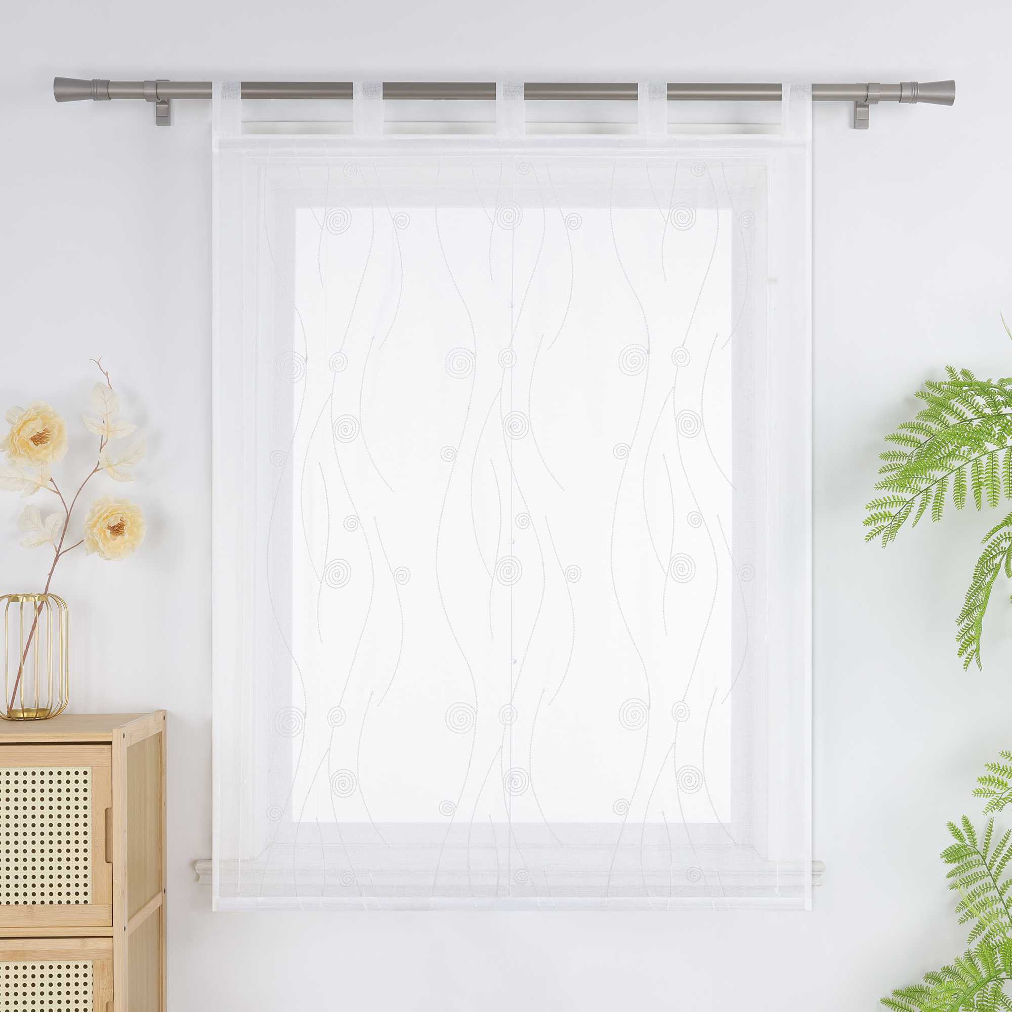 Roman Shade with Circle Pattern - White, W x H 100 x 140cm