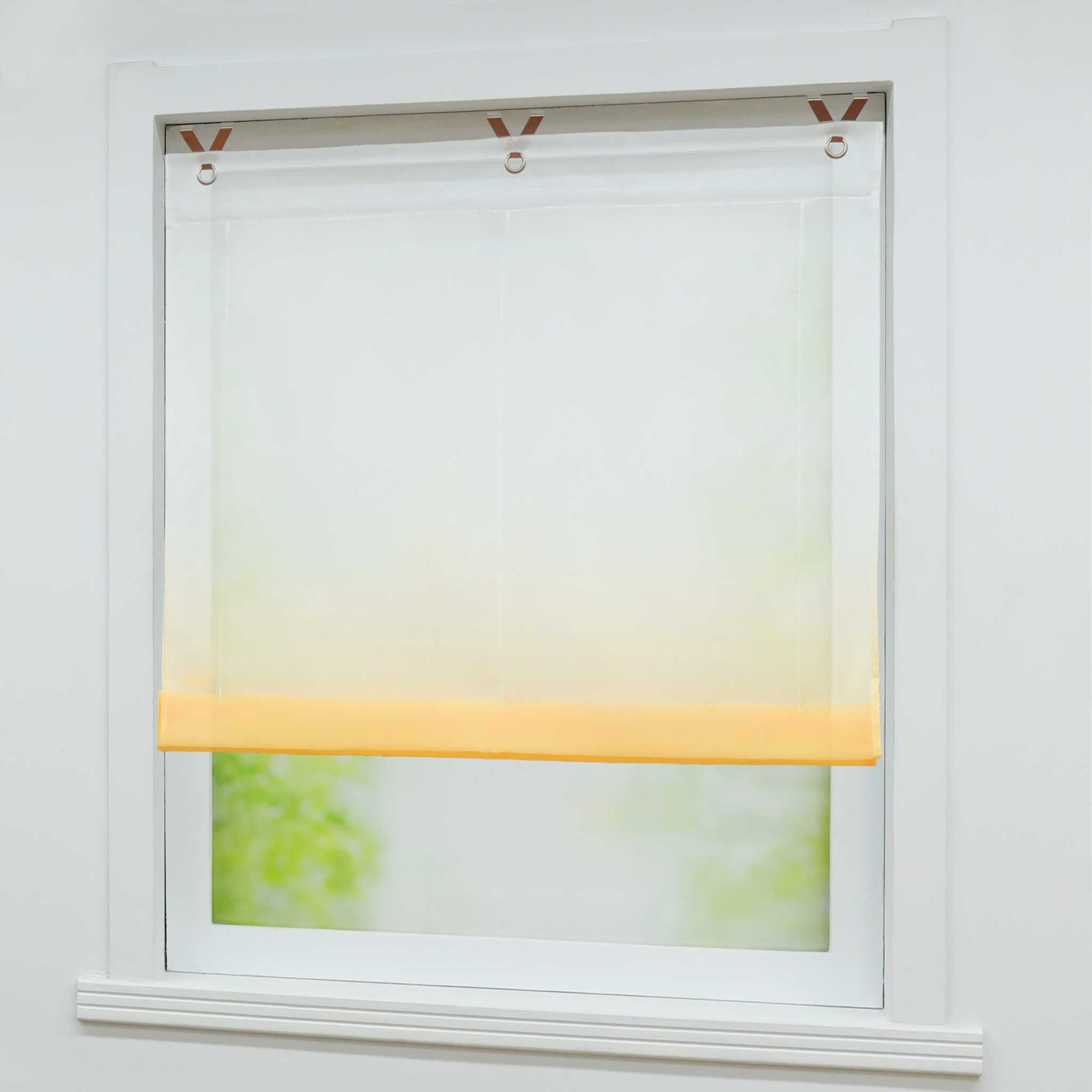 Roman Shade with V-Shaped Tabs Gradient Color Sheer Light Filtering Airy 1 Piece - Green, W x H 120 x 130cm
