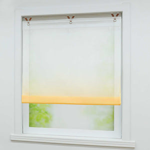 Roman Shade with V-Shaped Tabs Gradient Color Sheer Light Filtering Airy 1 Piece - Green, W x H 120 x 130cm