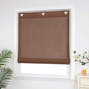 Roman Shade No-Drill Solid Color with Fine Stripes - White, W x H 140 x 140cm