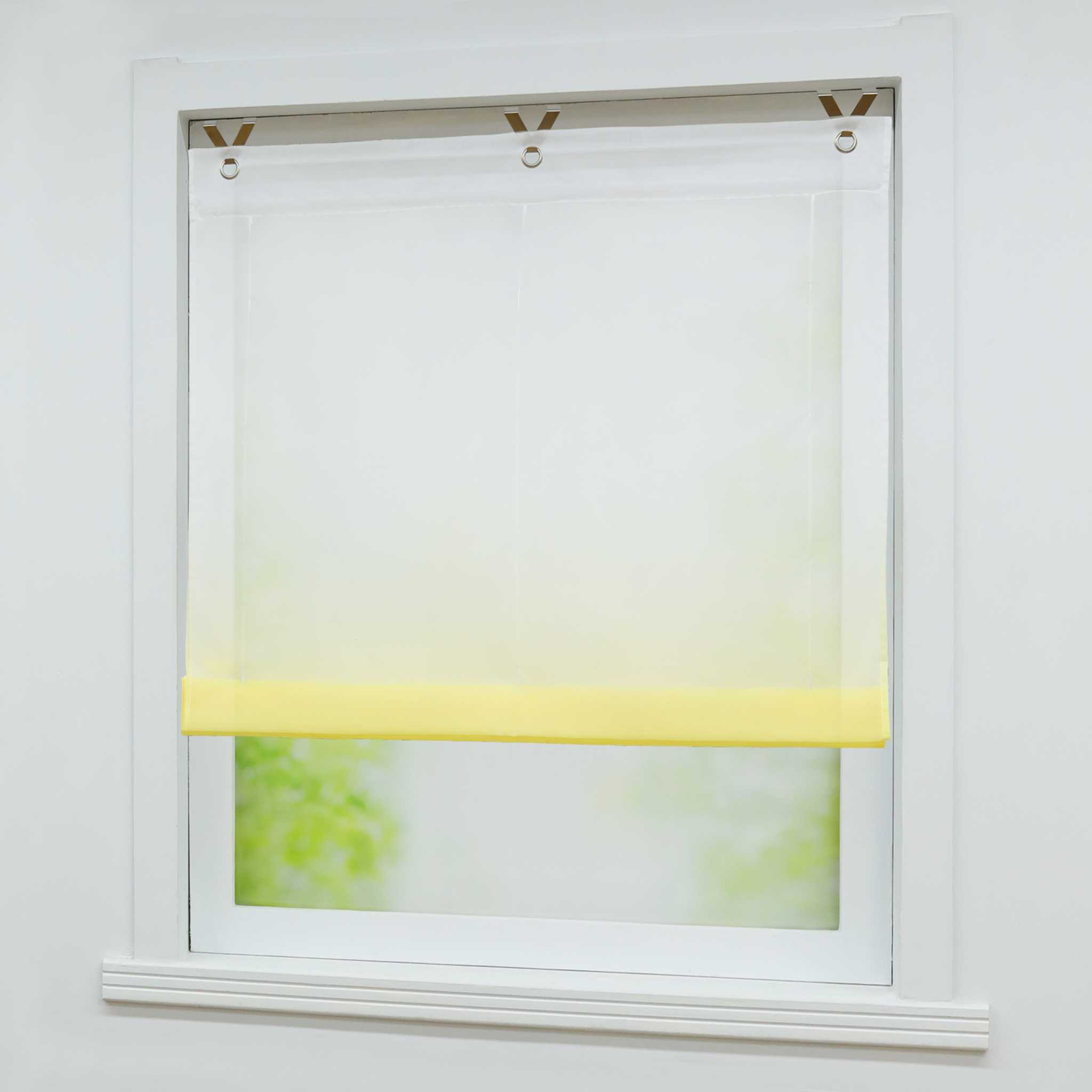 Roman Shade with V-Shaped Tabs Gradient Color Sheer Light Filtering Airy 1 Piece - Orange, W x H 45 x 130cm