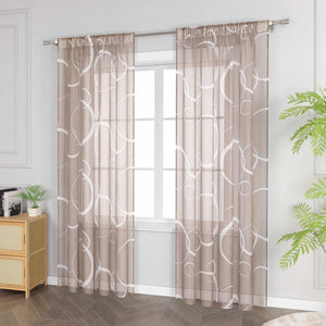 Curtain with White Circle Pattern & Drawstring (1 Piece) - Blue, W x H 140 x 245cm