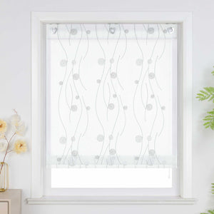 Roman Shade with Circle Pattern and Hook Hanging - White, W x H 120 x 140cm