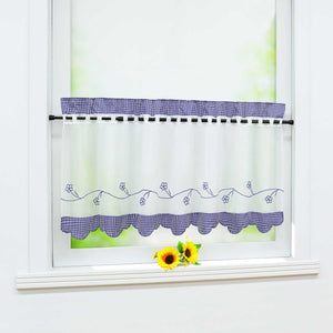 Cafe Curtains with Vintage Check Pattern Country Style Short 1 Piece - Red, H x W 45 x 120cm