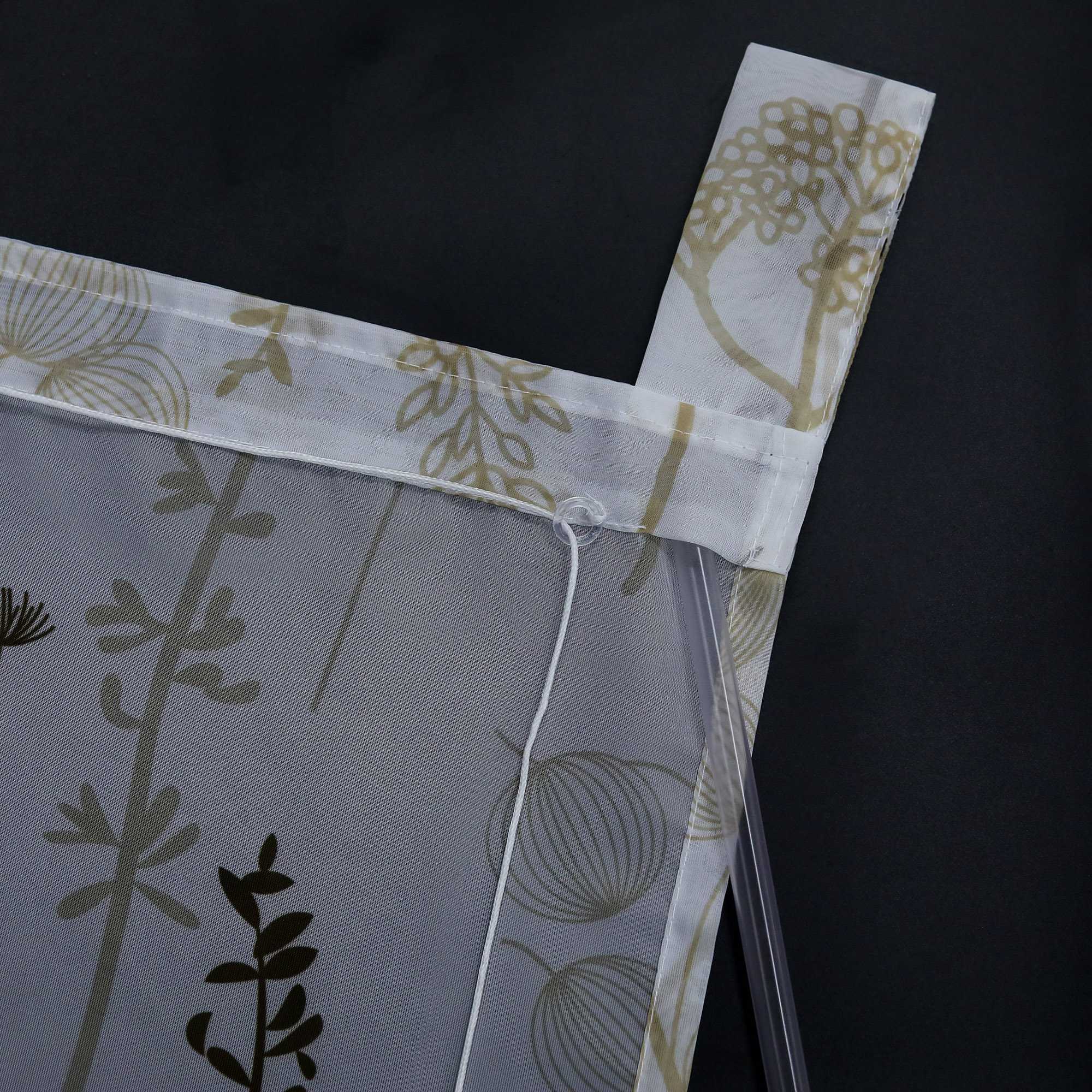 Roman Shade with Tab-Top Hanging with Chinese-Lantern Flower Pattern Semi-Sheer