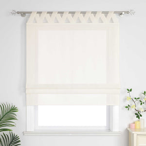 Delien White Roman Shade with Tab-Top Hanging