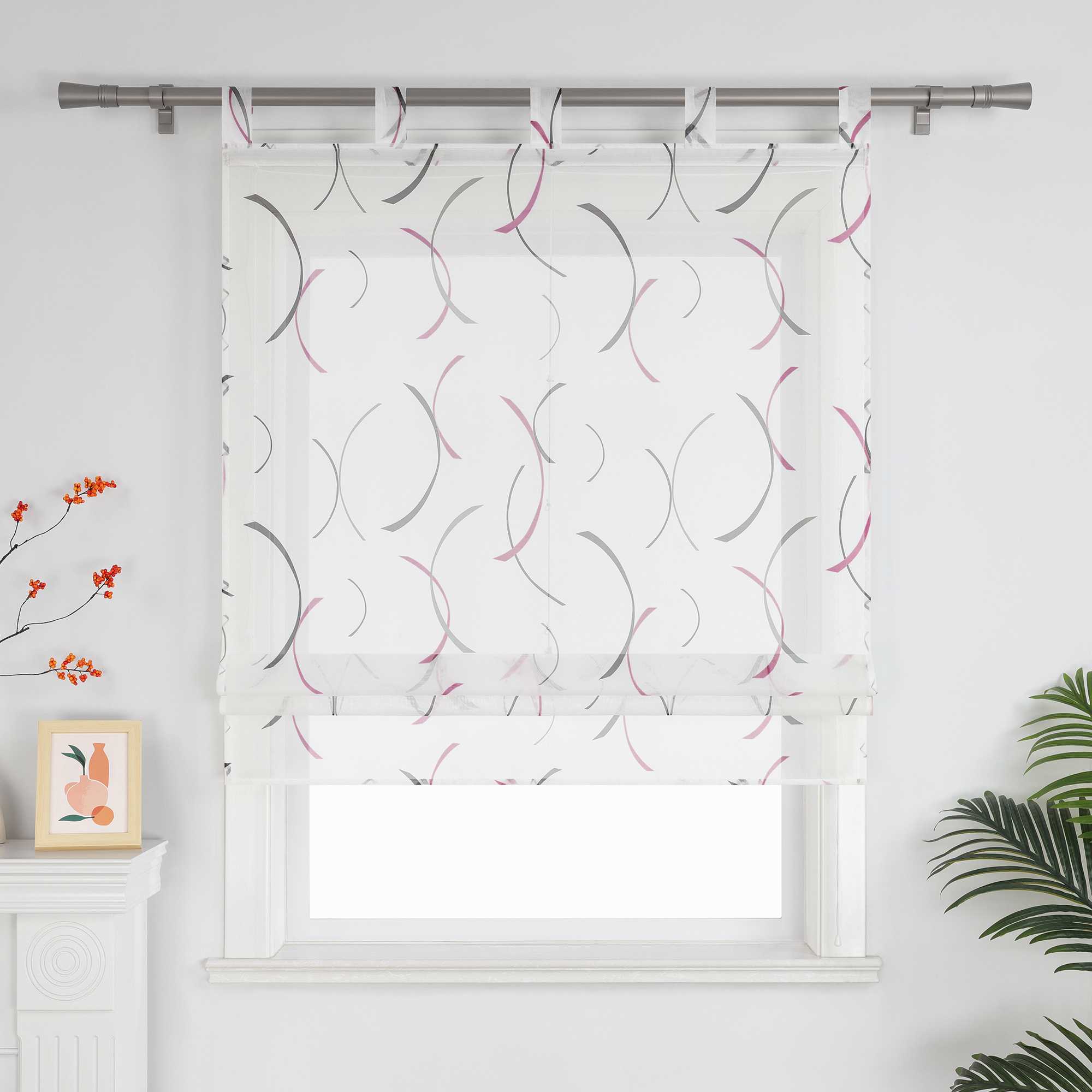 Roman Shade with Printed Clip Design - Purple, W x H 80 x 140cm