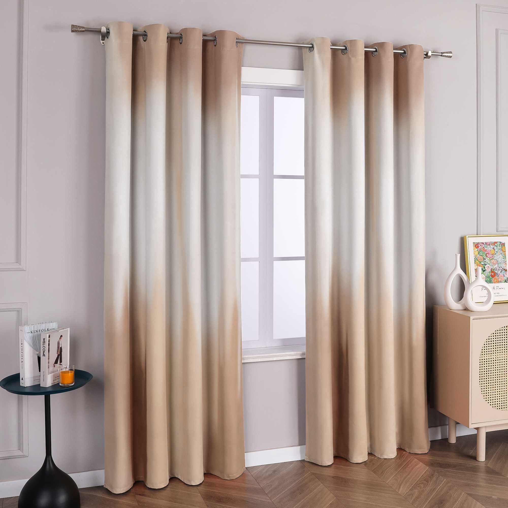 Blackout Curtain with Gradient Grommet Curtain Panel 1 Piece - Sand, H x W 245 x 135cm