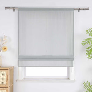 Roman Shade in Solid Color with Rod Pocket - White, W x H 120 x 140cm