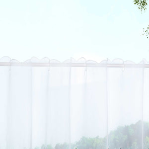 Cafe Curtain with Maple-Leaf Design - White, H x W 30 x 120cm