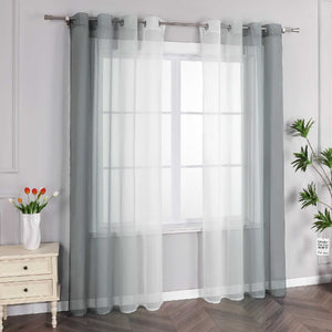 Sheer Curtains with Gradient Set of 2 - Gray, grommets