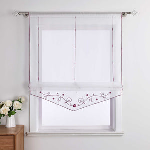 Roman Shade with Floral Pattern Modern Sheer 1 Piece