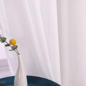 Tab-Top Curtain with Stripes Solid Color Sheer Light-Filtering