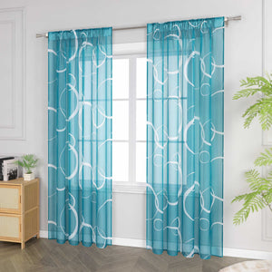 Curtain with White Circle Pattern & Drawstring (1 Piece)