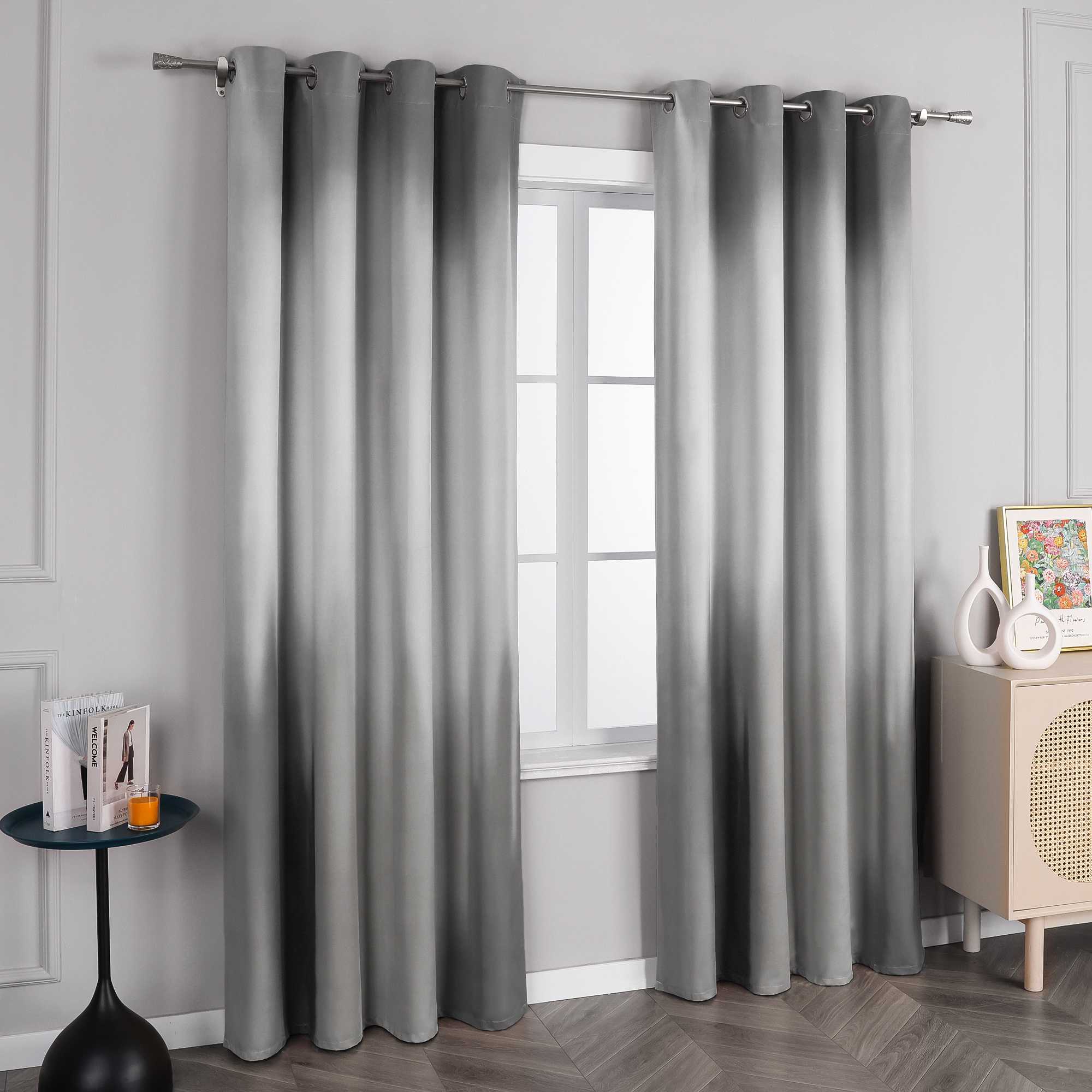 Blackout Curtain with Gradient Grommet Curtain Panel 1 Piece - Orange, H x W 175 x 135cm
