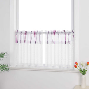 Cafe Curtain with Fine Line Pattern Set of 2 - floral, H x W 45 x 120cm