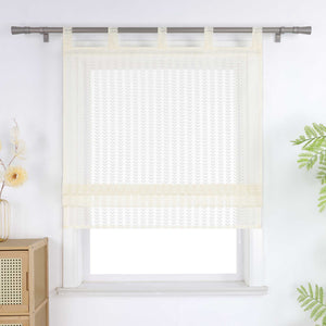 Roman Shade Sheer with Cutout Leaf Pattern and Tab-Top Hanging - Gray, W x H 140 x 140cm