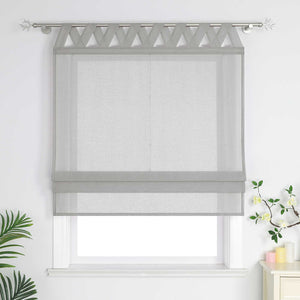 Delien White Roman Shade with Tab-Top Hanging