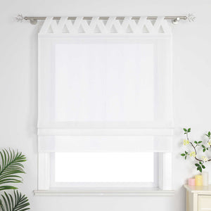 Delien White Roman Shade with Tab-Top Hanging - White, W x H 60 x 140cm