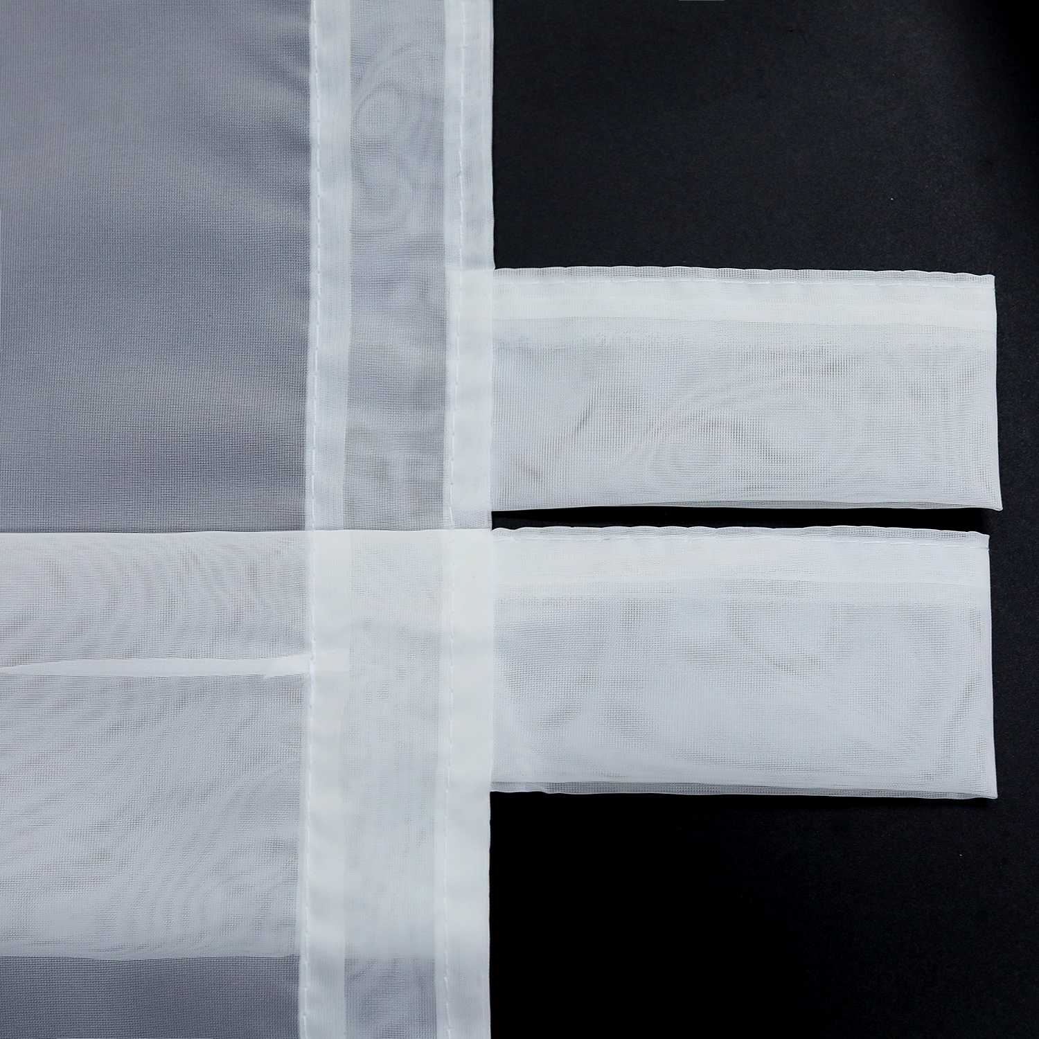 Roman Shade with Tab-Top Hanging with Embroidery Country Style White