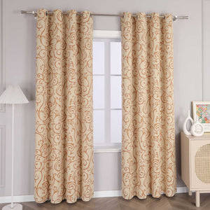 Blackout Grommet Curtain Opaque Grommet Curtain Panel 1 Piece - Beige, H x W 175 x 135 cm