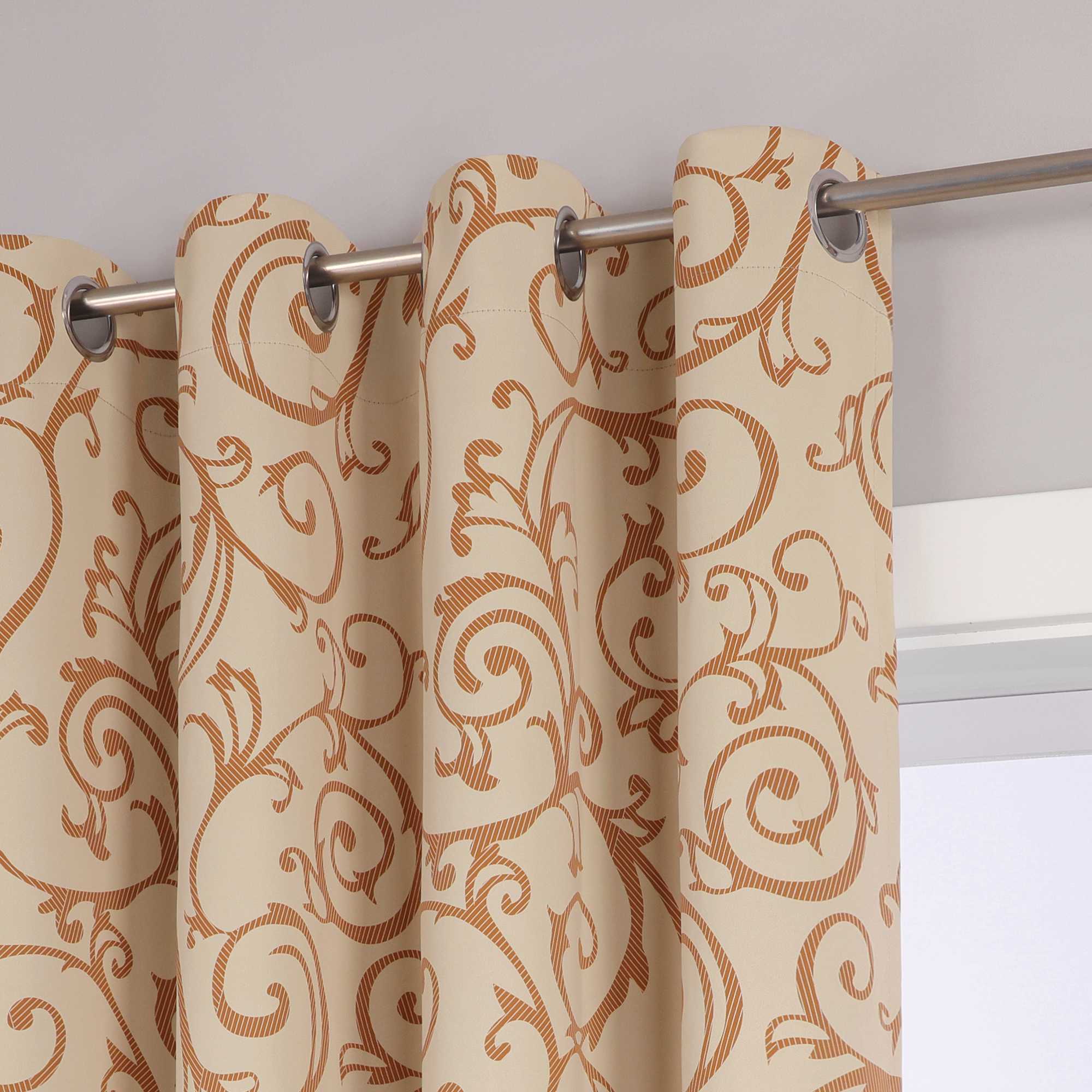 Blackout Grommet Curtain Opaque Grommet Curtain Panel 1 Piece - Beige, H x W 225 x 135 cm