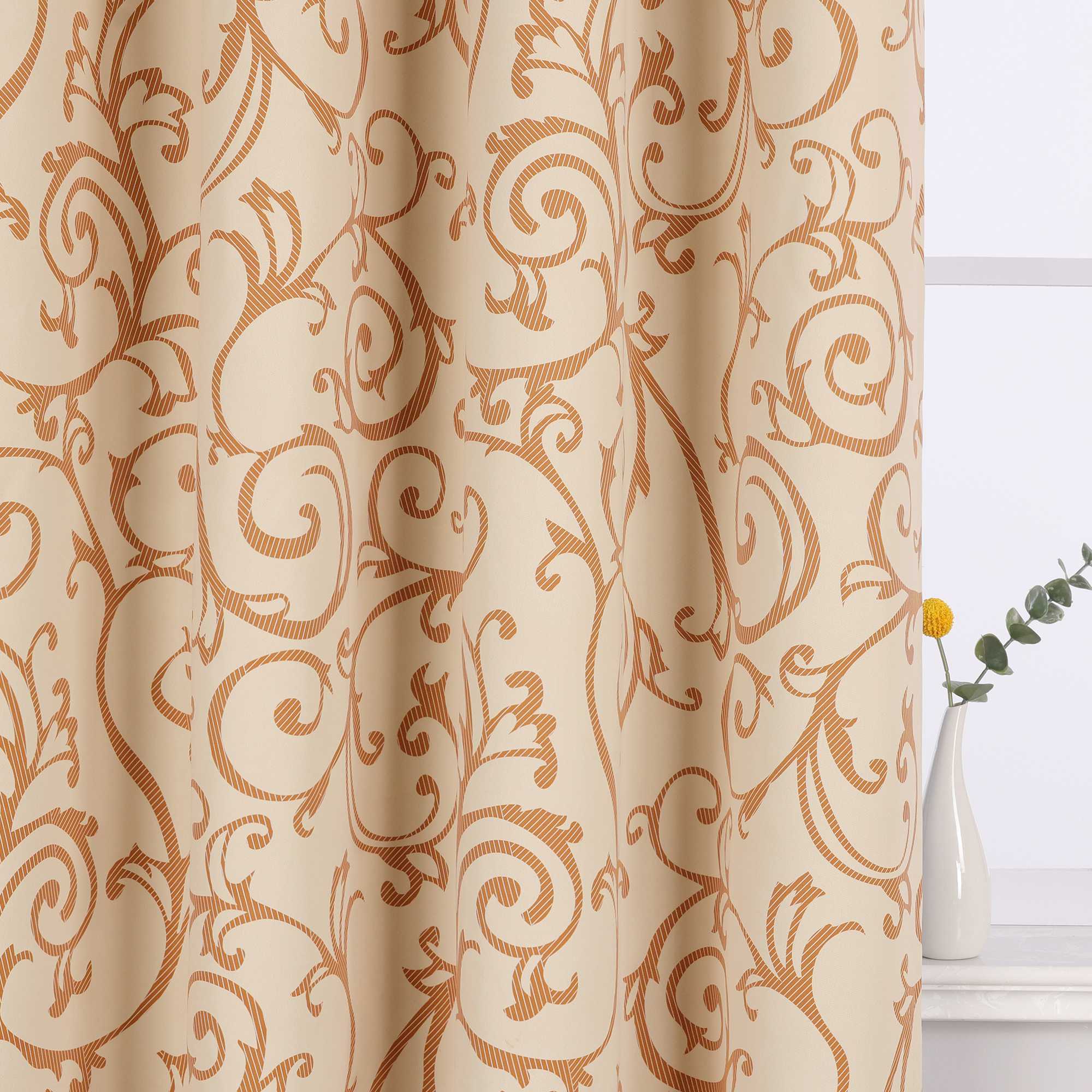 Blackout Grommet Curtain Opaque Grommet Curtain Panel 1 Piece - Beige, H x W 245 x 135 cm