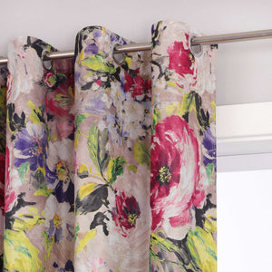 Blackout Curtain Opaque with Oil-Painting Peonies 1 Piece - Red, H x W 245 x 140cm