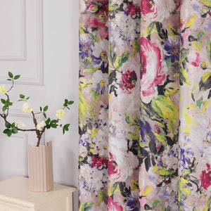 Blackout Curtain Opaque with Oil-Painting Peonies 1 Piece - Yellow, H x W 145 x 140cm