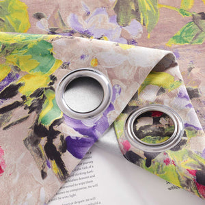 Blackout Curtain Opaque with Oil-Painting Peonies 1 Piece - Yellow, H x W 225 x 140cm