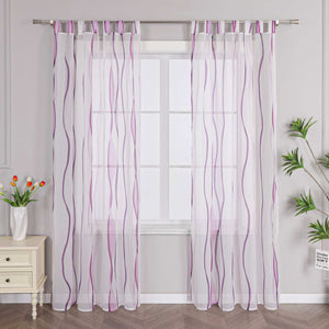 Curtain with Colorful Wave Patterns Sheer 1 Piece