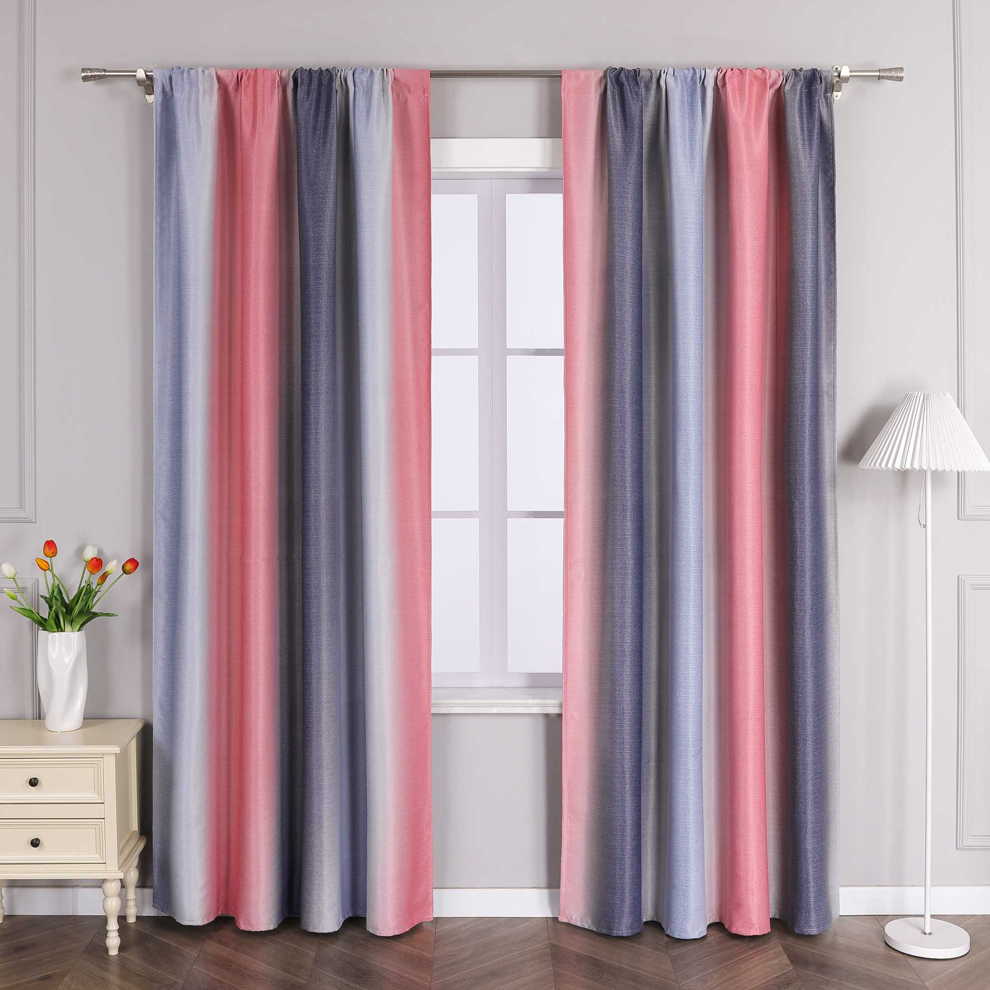 Blackout Curtain with Rod Pocket Gradient 1 Piece - Blue, H x W 145 x 140cm