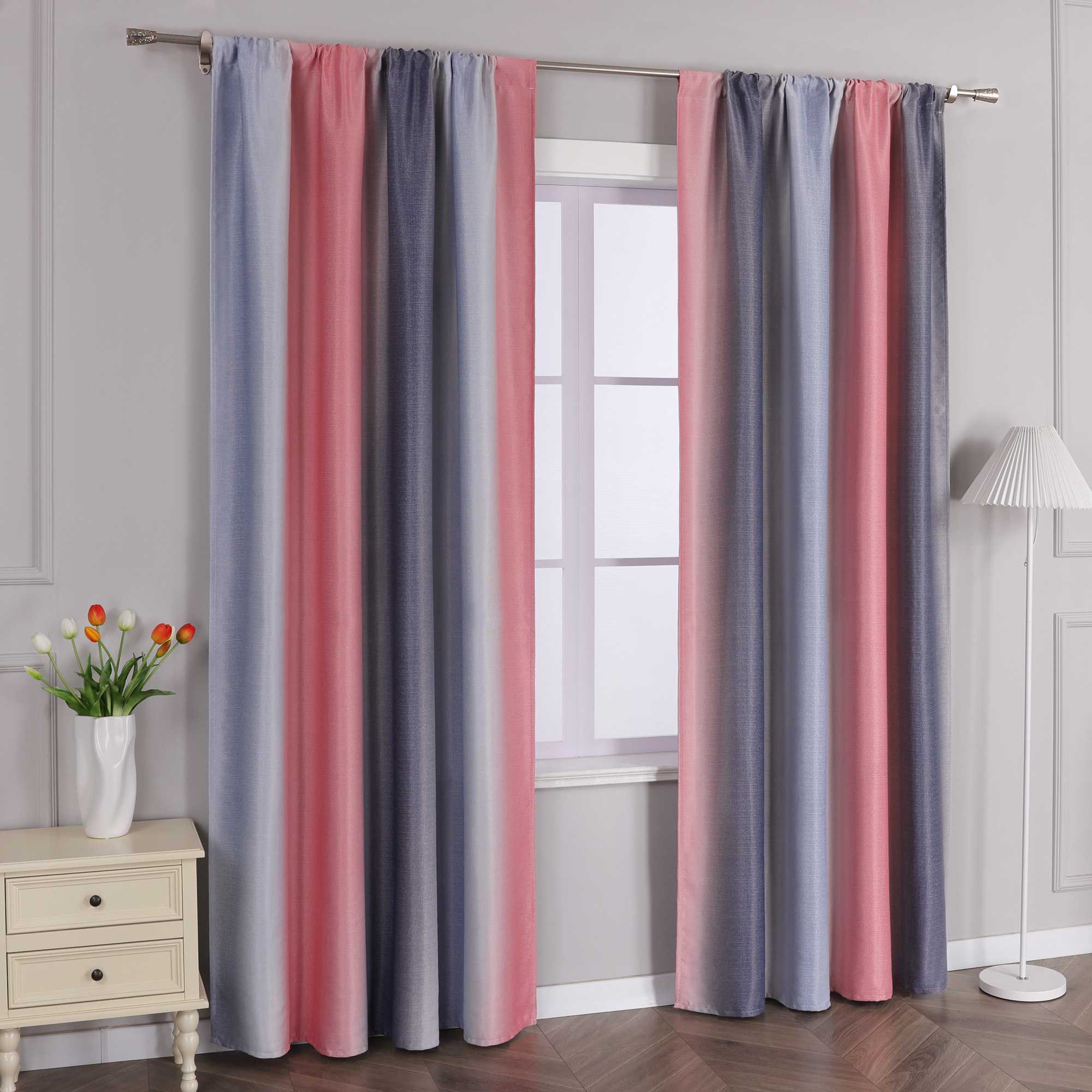 Blackout Curtain with Rod Pocket Gradient 1 Piece - Blue, H x W 175 x 140cm