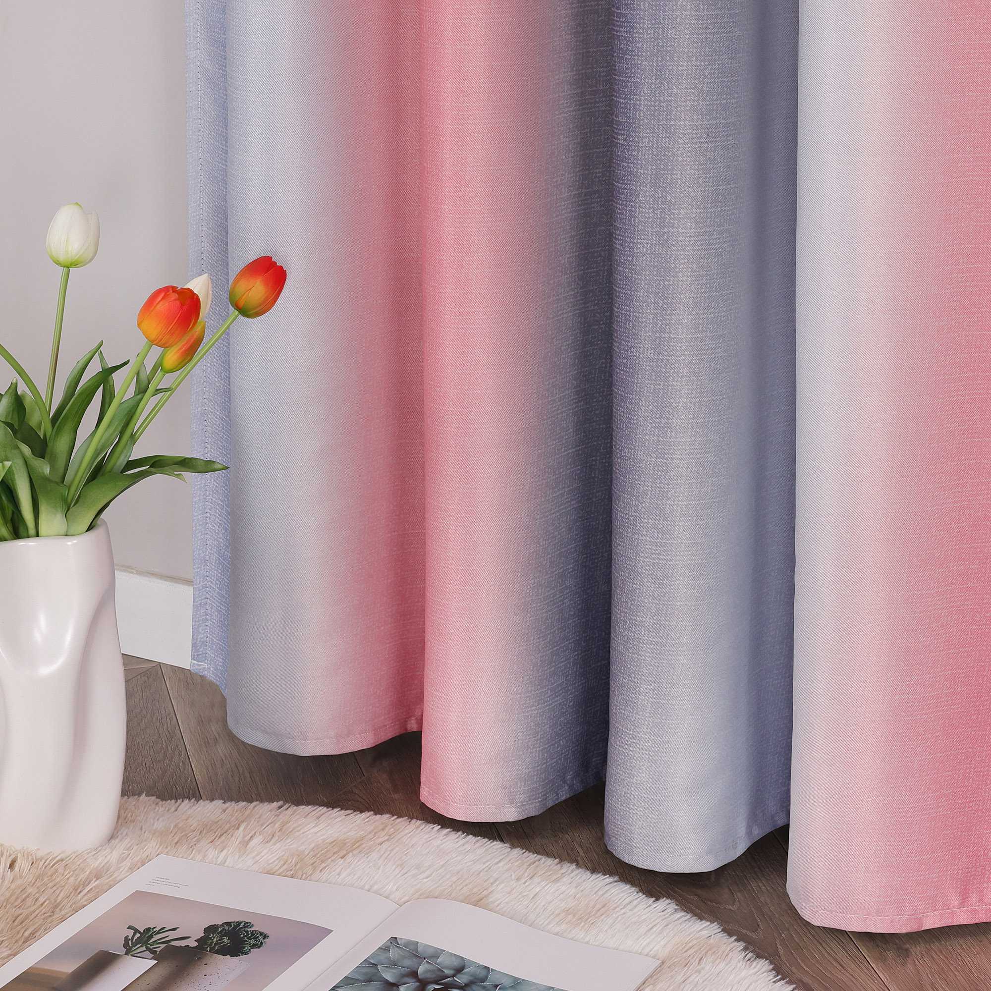 Blackout Curtain with Rod Pocket Gradient 1 Piece - Pink, H x W 145 x 140cm