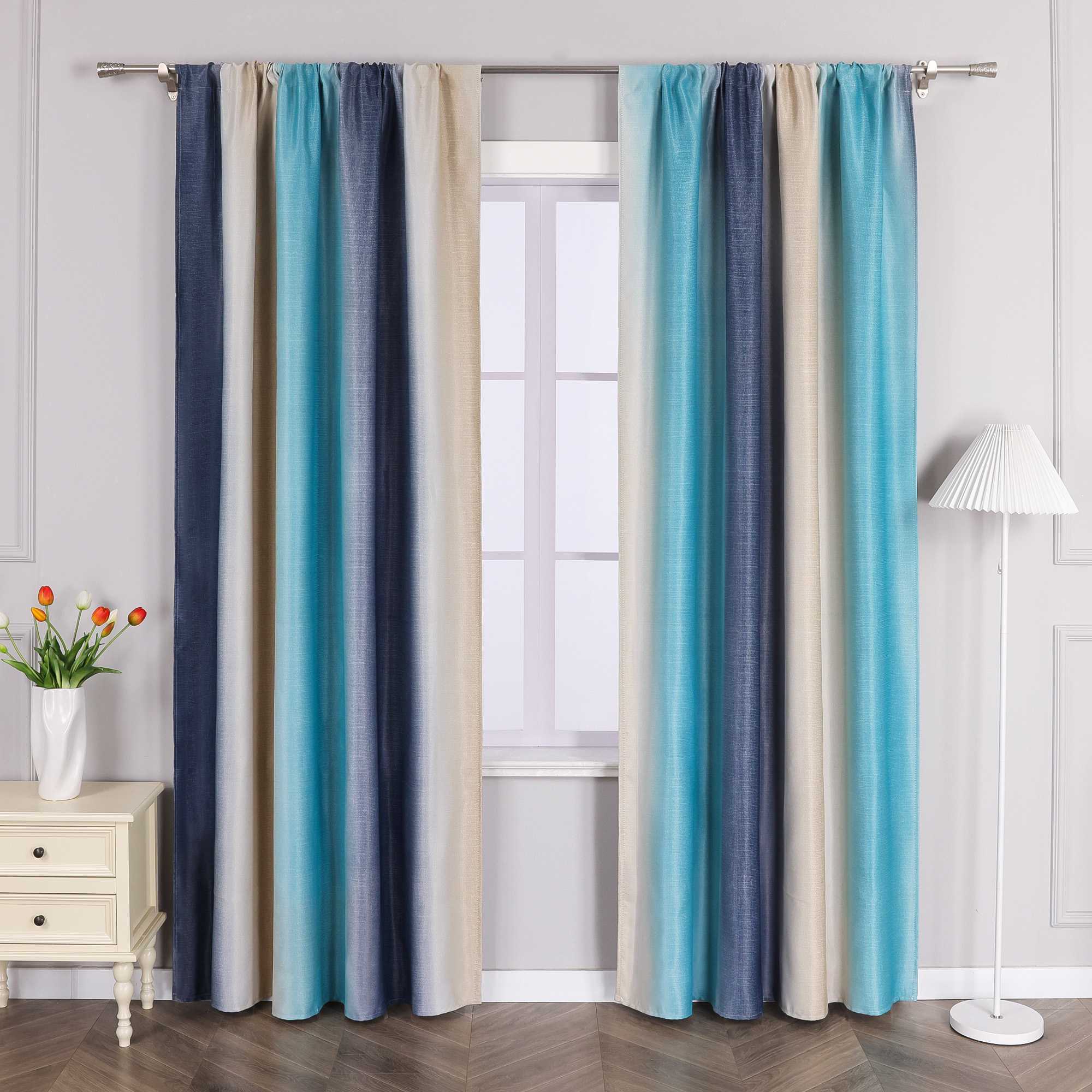 Blackout Curtain with Rod Pocket Gradient 1 Piece
