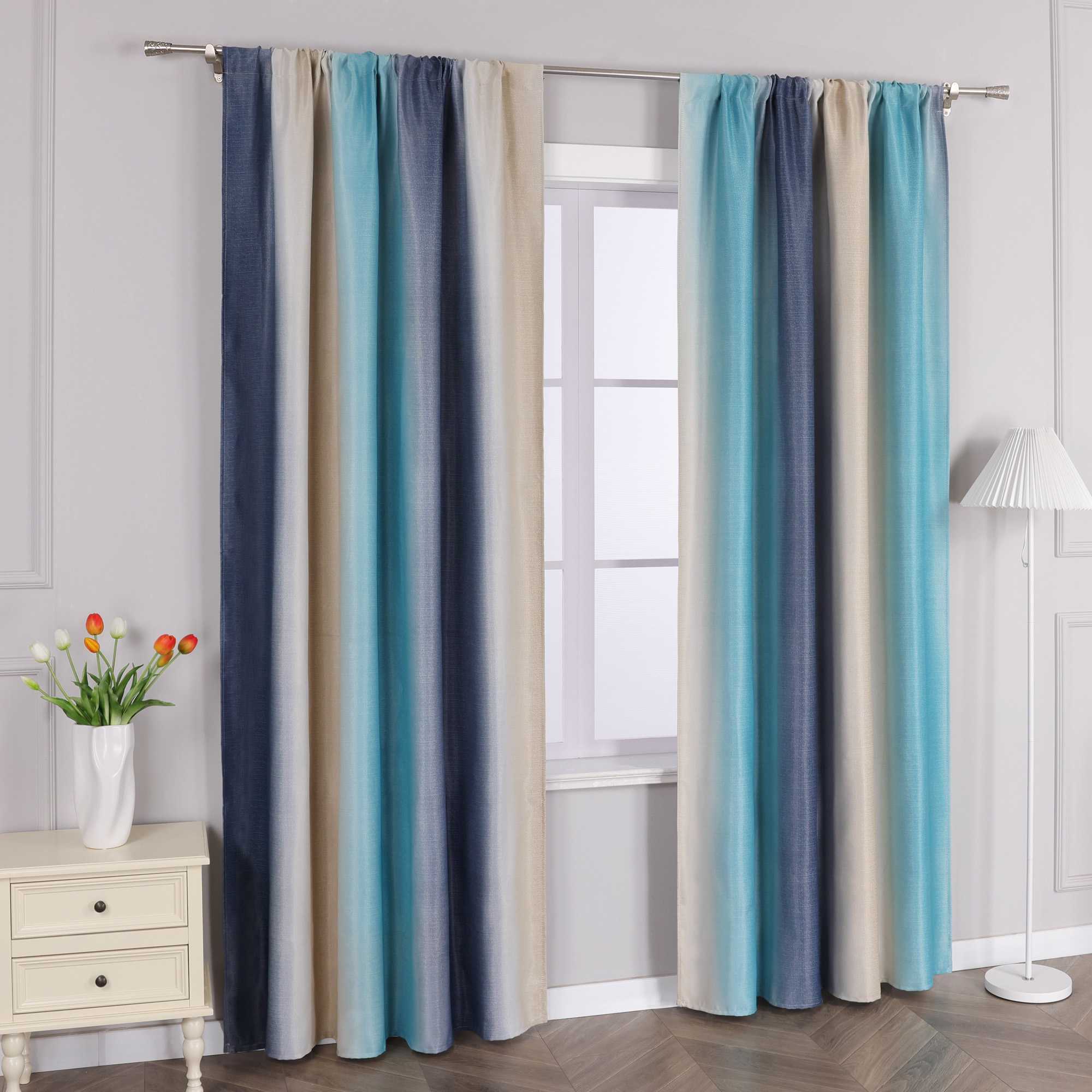 Blackout Curtain with Rod Pocket Gradient 1 Piece